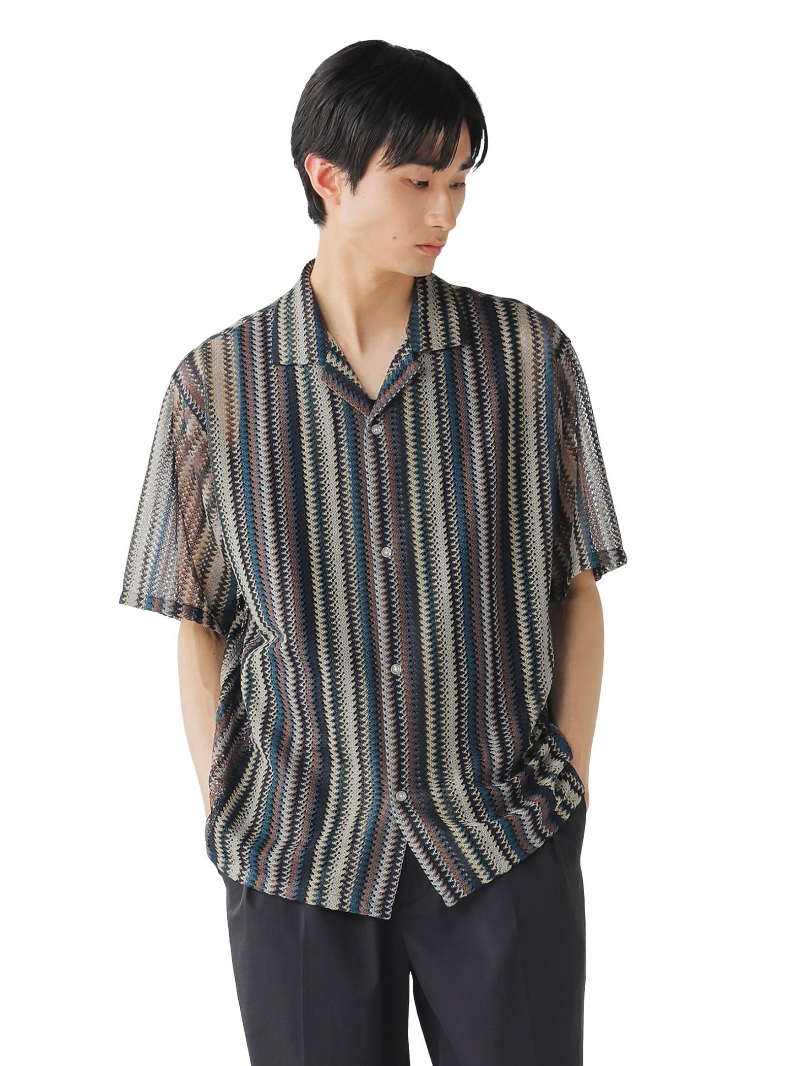 Amazon.co.jp: [ビームスハート] S/Sシャツ プリント カラミ オープン